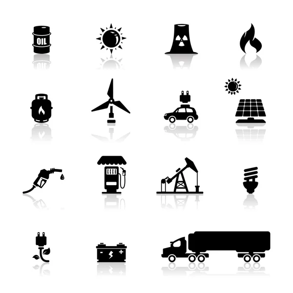 Icons set power and energy — Stock Vector