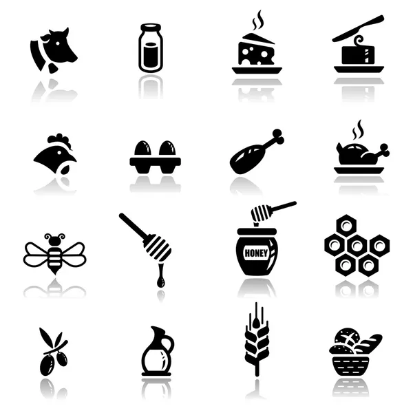 Conjunto de iconos Conjunto de iconos Productos lácteos y naturales — Archivo Imágenes Vectoriales