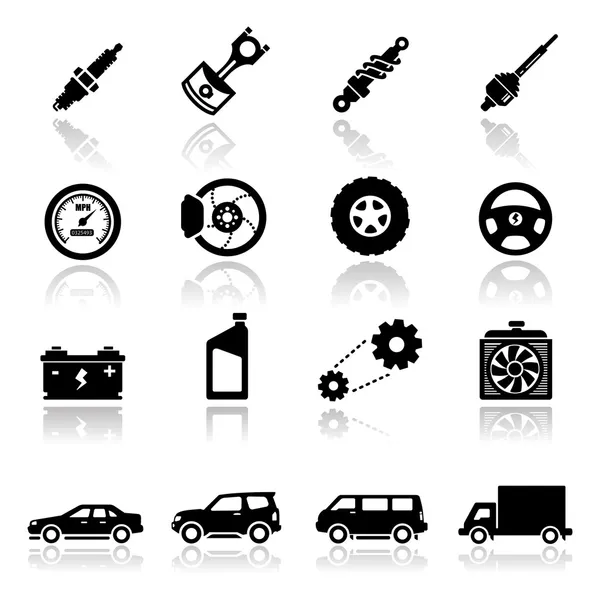 Conjunto de iconos Piezas de automóviles — Vector de stock