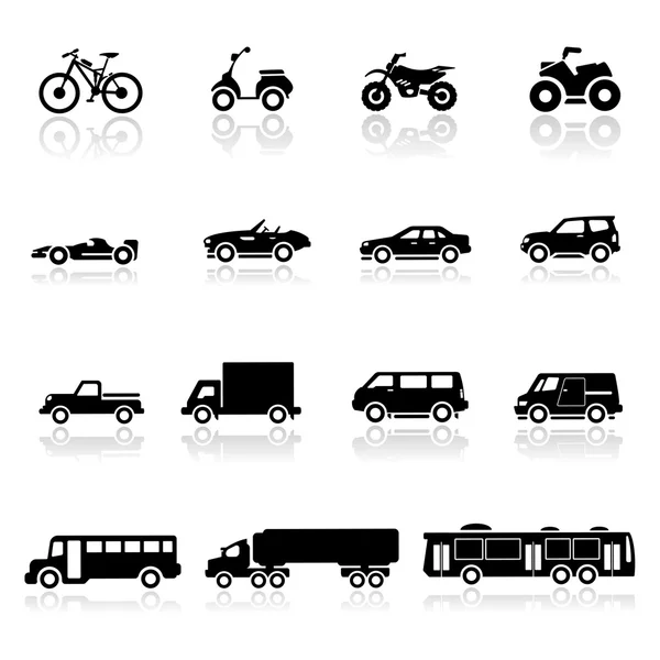 Iconos establecer coches — Vector de stock