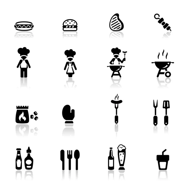 Ícones conjunto churrasco —  Vetores de Stock