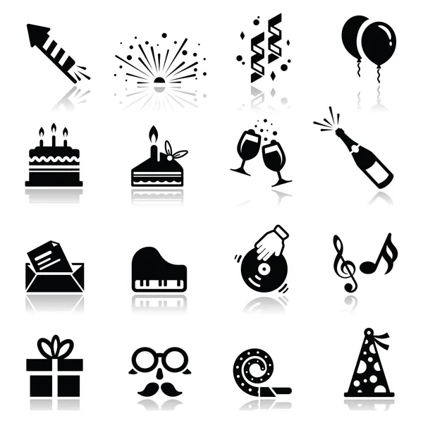 Icone set Compleanno e celebrazione Illustrazioni Stock Royalty Free