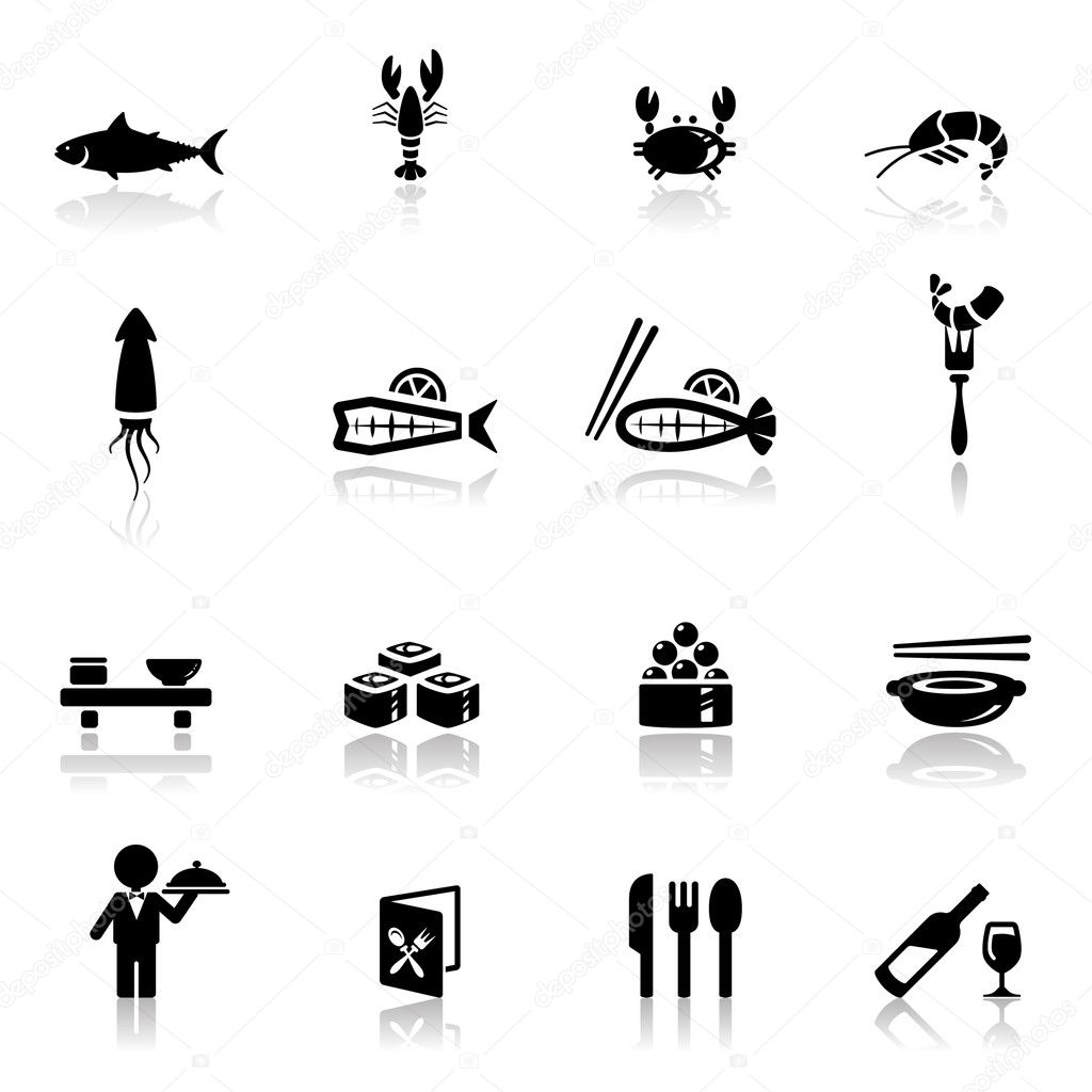Icons set sea food