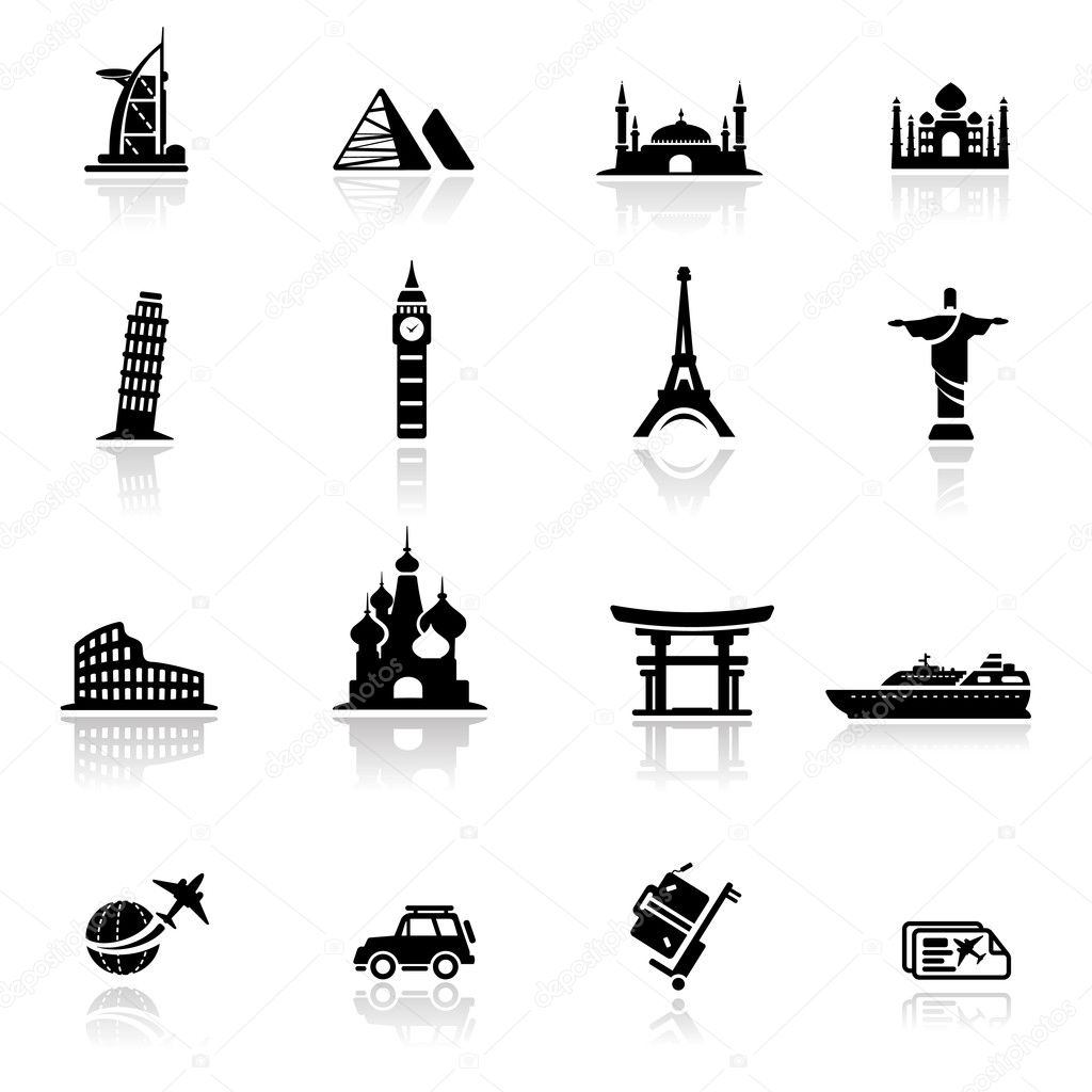 Icons set landmarks and cultures