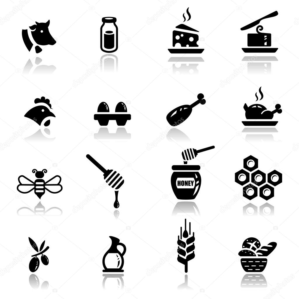 Icons set Icons set Dairy and natural products