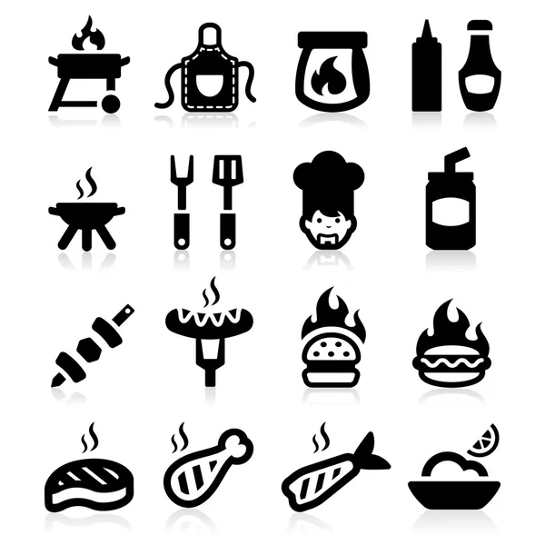 Iconos de barbacoa conjunto elegante serie — Vector de stock