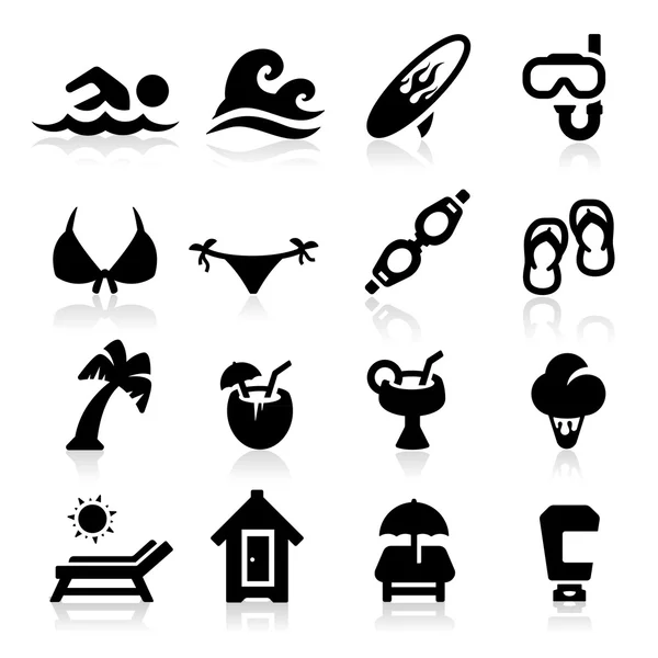 Beach icons set Elegant series — Stock Vector