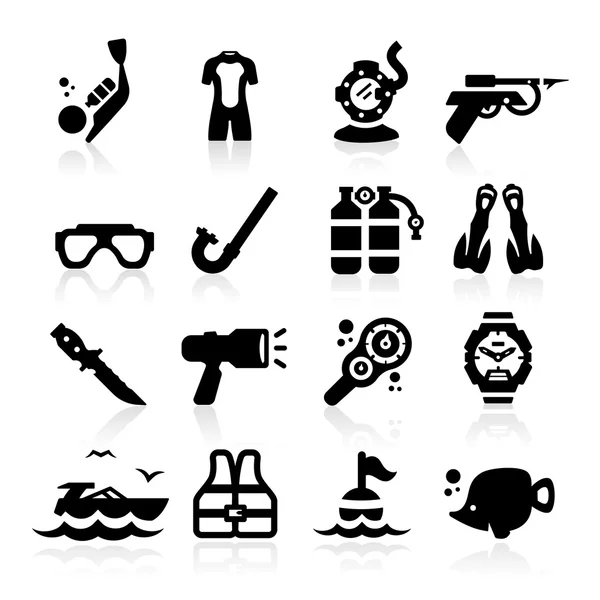 Conjunto de iconos de buceo Elegante serie — Vector de stock