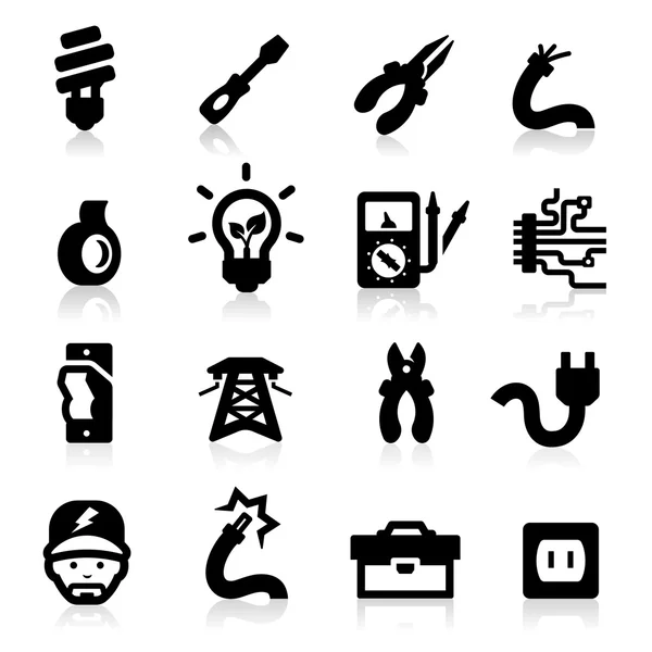 Electrician icons set Elegant series — Stock Vector