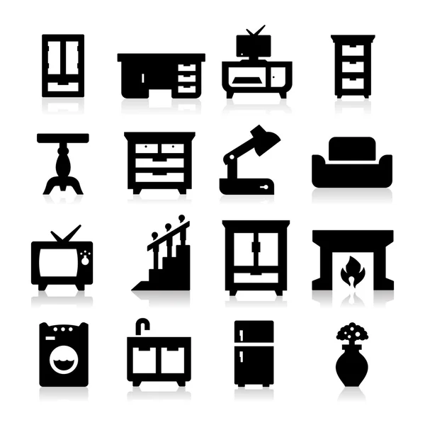Iconos de muebles tres — Archivo Imágenes Vectoriales