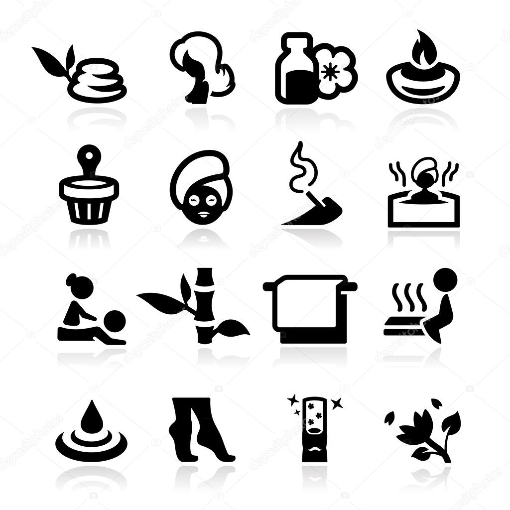 Spa icons set elegant series