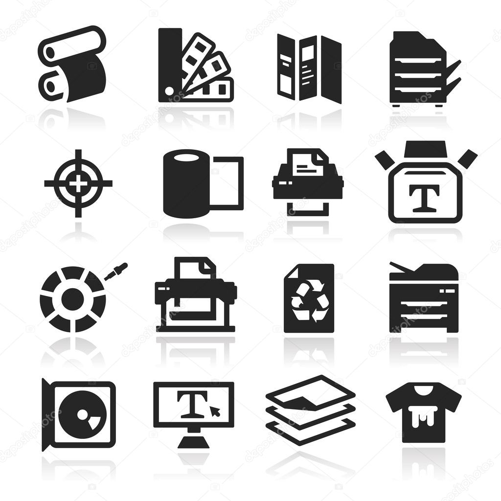 Print icons set elegant series