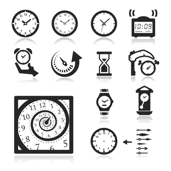 Relojes Iconos conjunto elegante serie — Vector de stock