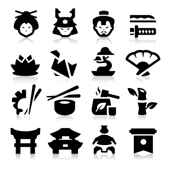 Iconos de cultura japonesa — Vector de stock