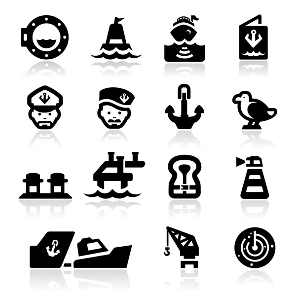 Nautical icons set Elegant series — Stock Vector