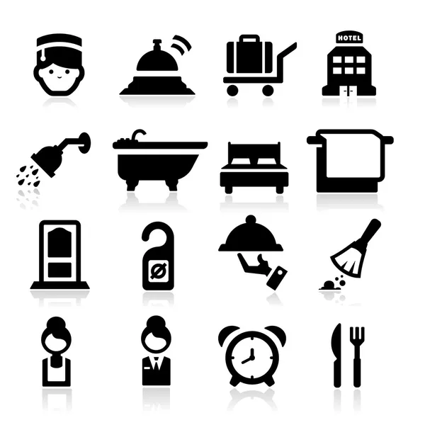 Zarif serisi otel Icons set — Stok Vektör