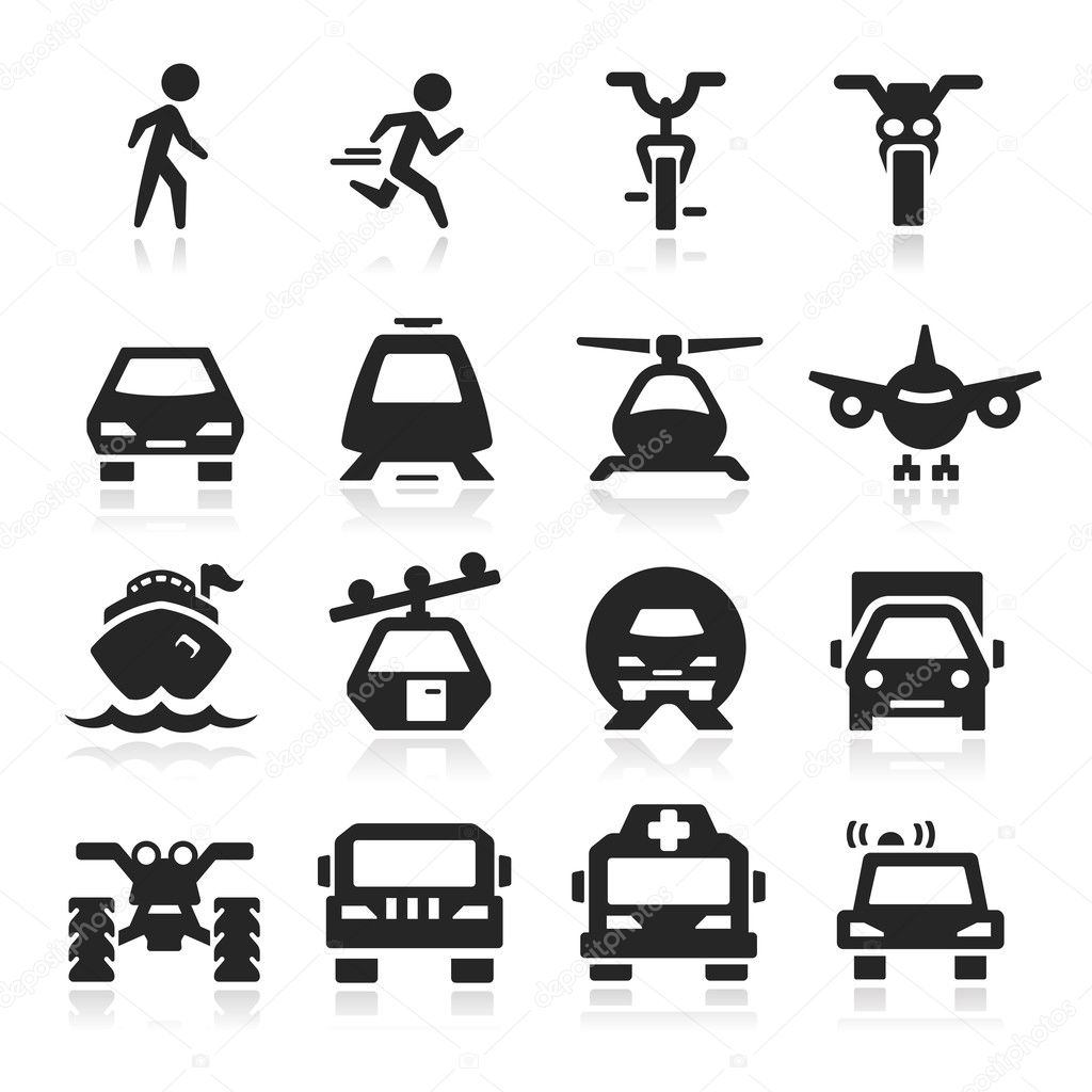 Transportation Icons set elegant series