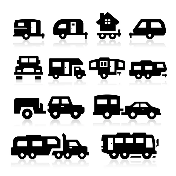 Iconos de vehículos recreativos — Vector de stock
