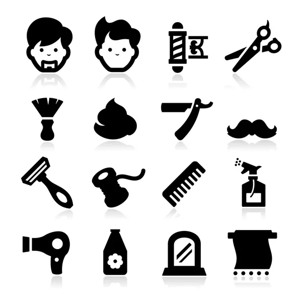 Iconos de barbero — Vector de stock