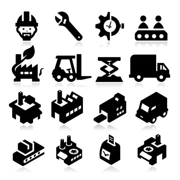 Factory Icons — Stock Vector