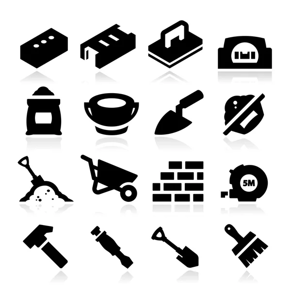 Bricklayer Icons — Stock Vector