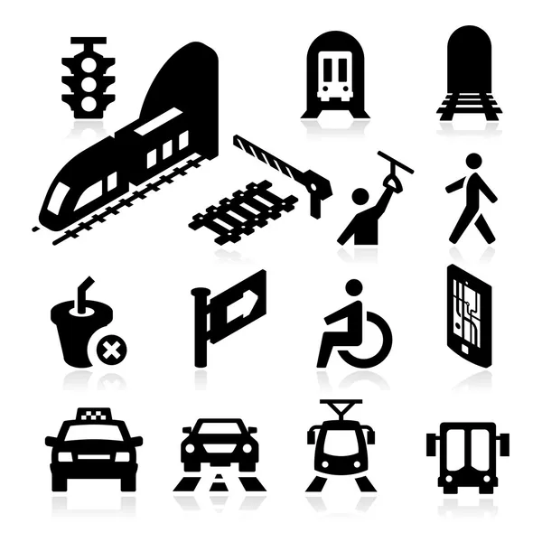 Symbole des öffentlichen Nahverkehrs — Stockvektor