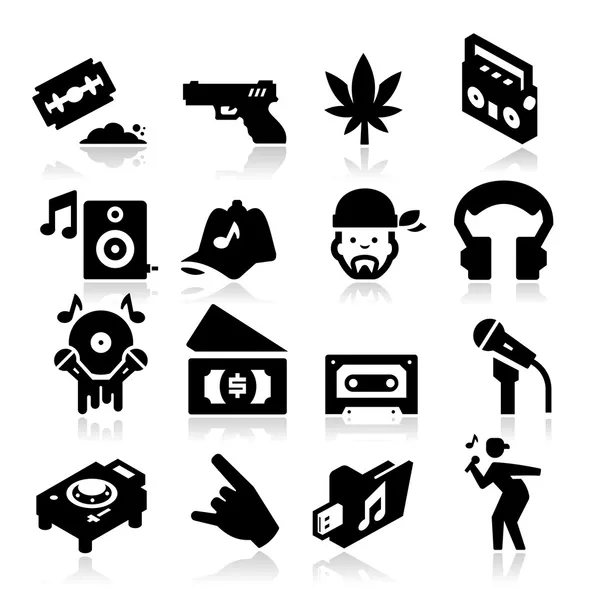 Rap muziek pictogrammen — Stockvector