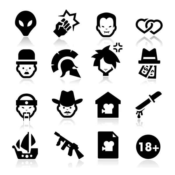 Films genres pictogrammen — Stockvector