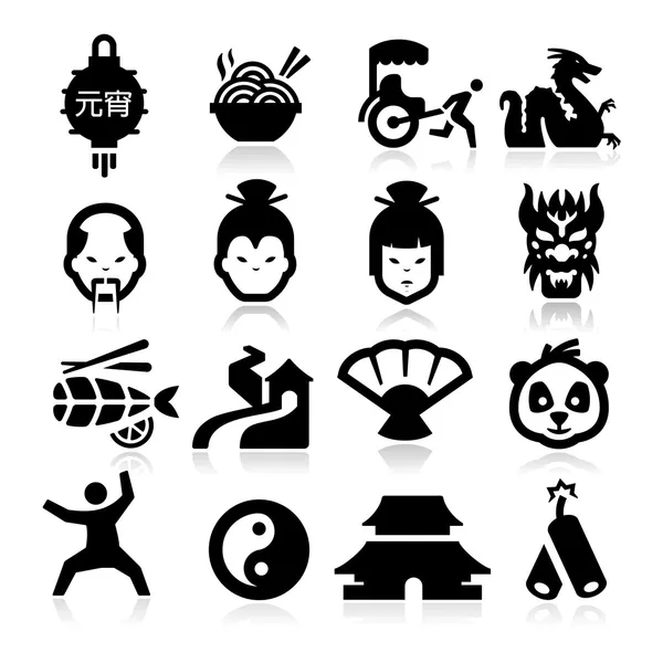 Icônes de culture chinoise — Image vectorielle