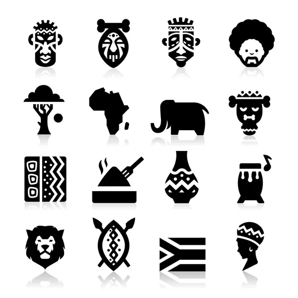 Iconos de la cultura africana — Vector de stock