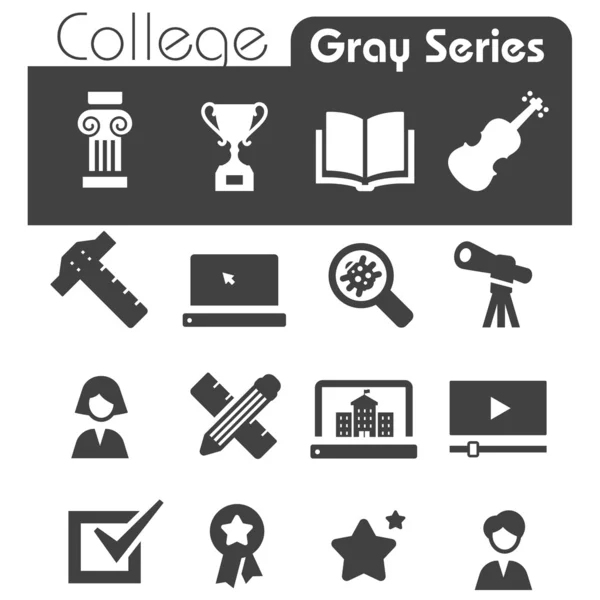 College Icons Gray Series — Stock Vector