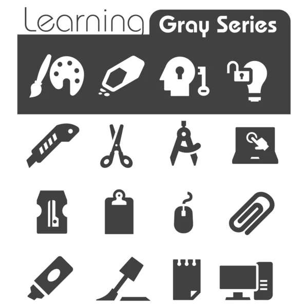 Навчання іконки сірий серія — стоковий вектор