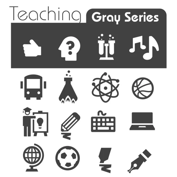 Lehr-Ikonen graue Serie — Stockvektor