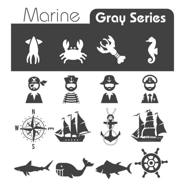 Marine Icons Gray series — Stock Vector