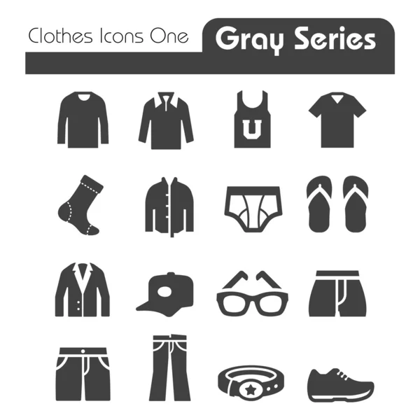 Iconos de ropa Gris Serie Uno — Vector de stock