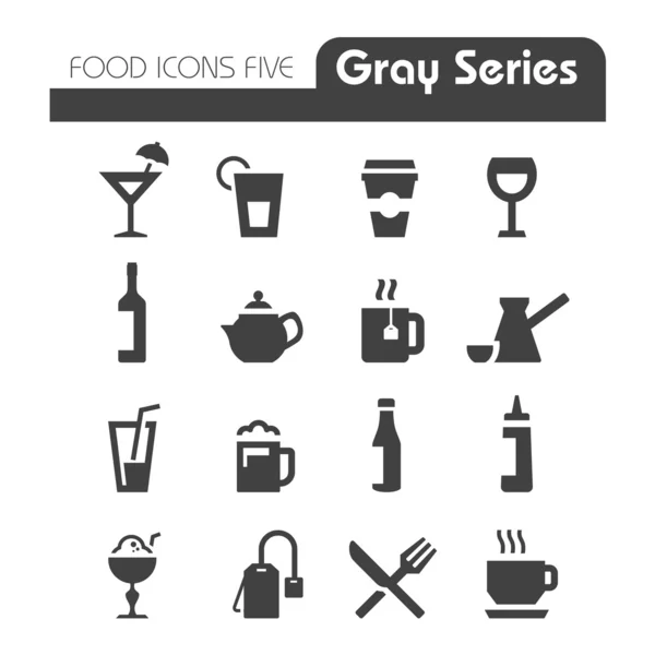 Dranken pictogrammen grijs serie — Stockvector
