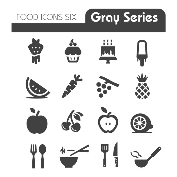 Iconos de alimentos Gris serie seis — Vector de stock