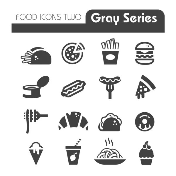 Icone Fast Food serie grigia — Vettoriale Stock
