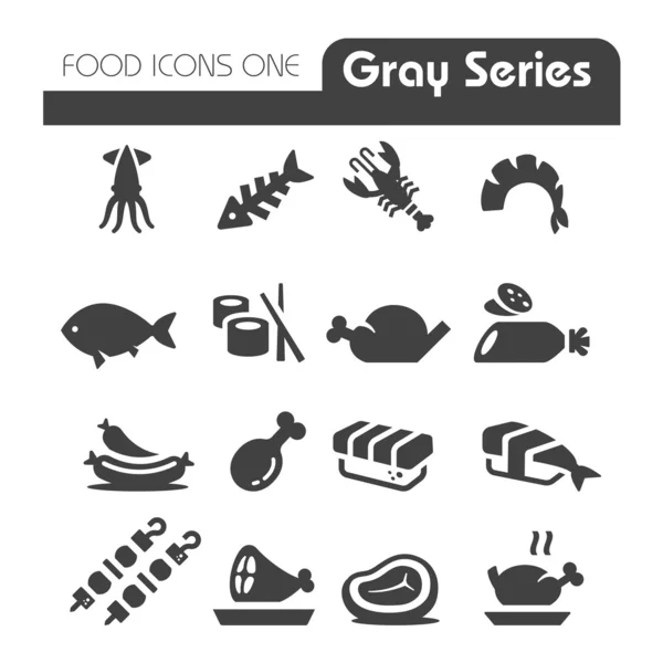 Meat Icons Gray Series — Stock Vector