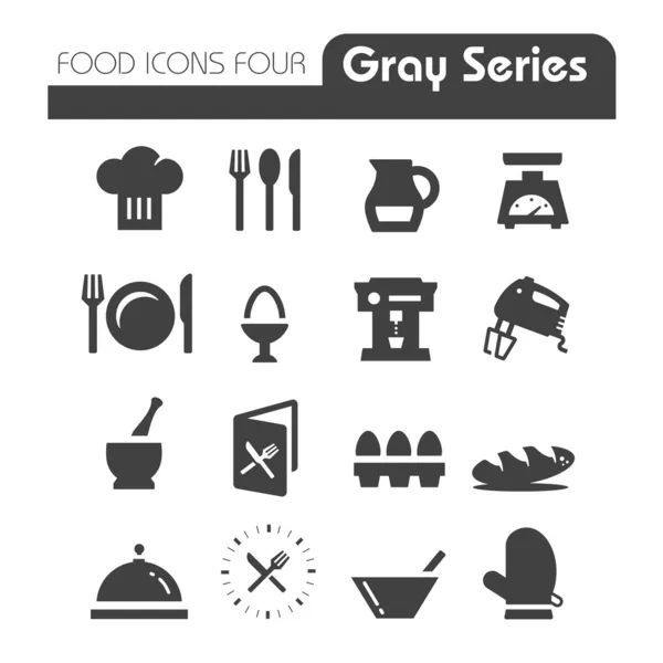 Food Icons Gray Series Four — Stock Vector