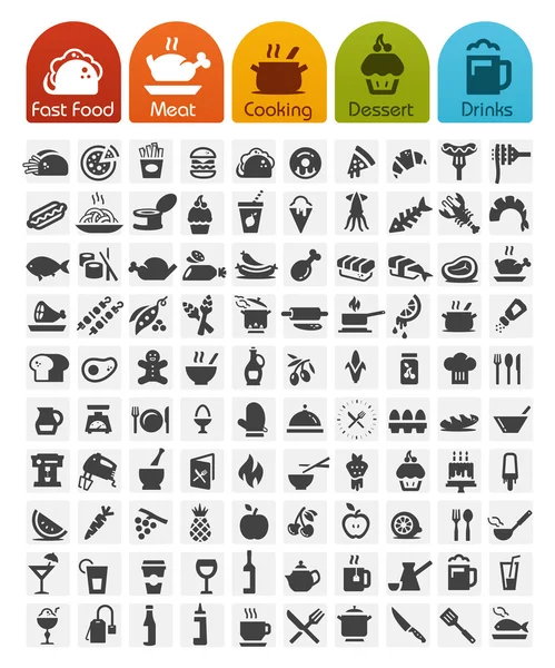 Продукти харчування Іконки серії - 100 іконок — стоковий вектор