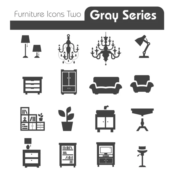 Icônes de meubles gris série deux Vecteurs De Stock Libres De Droits