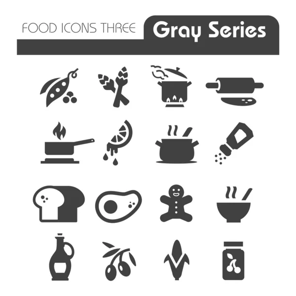 Élelmiszer-ikonok szürke sorozat három Stock Illusztrációk