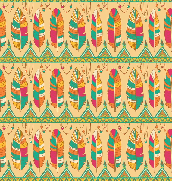Ethno feather pattern background — Stock Vector