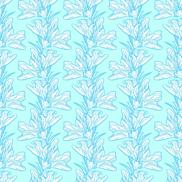 Lily fondo patrón de flores — Vector de stock