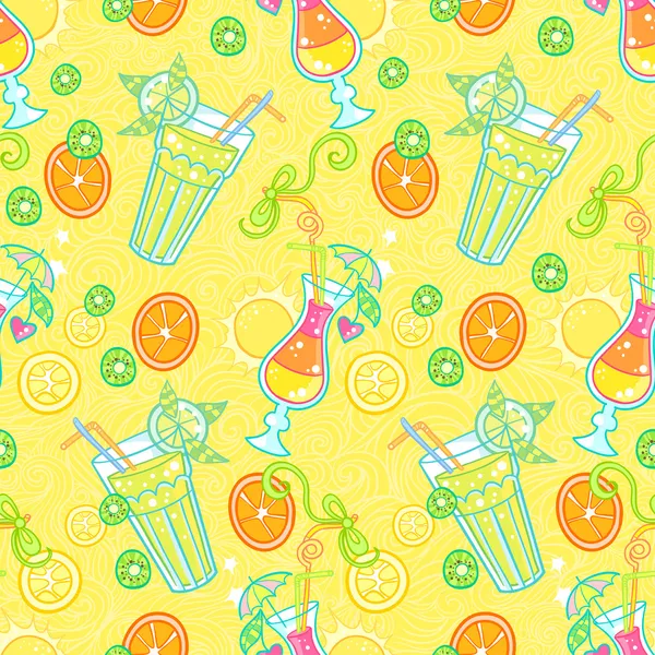 Summer cocktail pattern background — Stock Vector