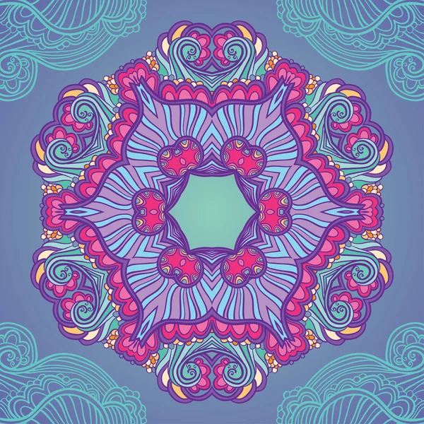 Dekoratives blaues und violettes Mandala — Stockvektor