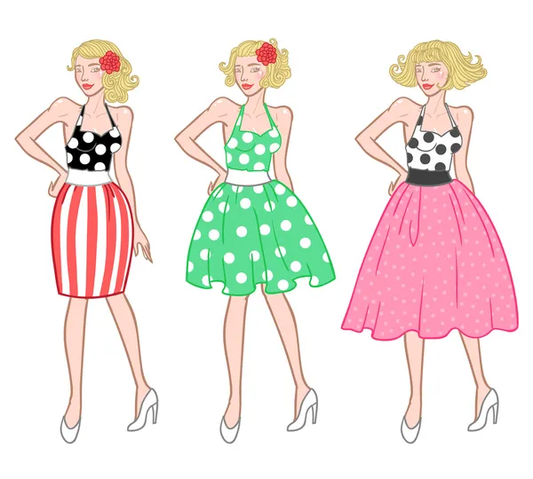 Menina rockabilly vintage — Vetor de Stock