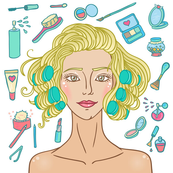 Cosmetic fashion curly girl.