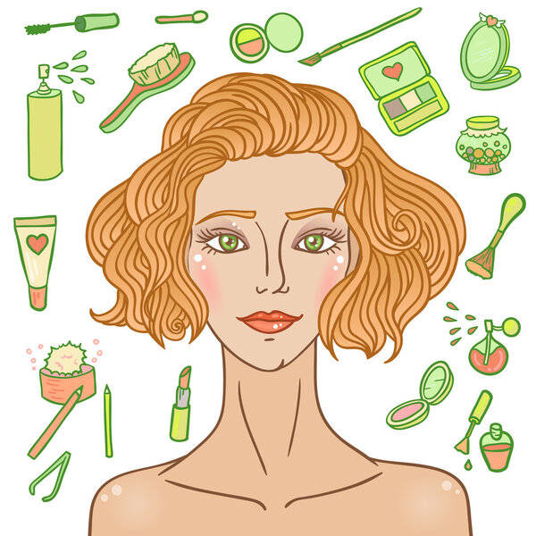 Cosmetic fashion curly girl.